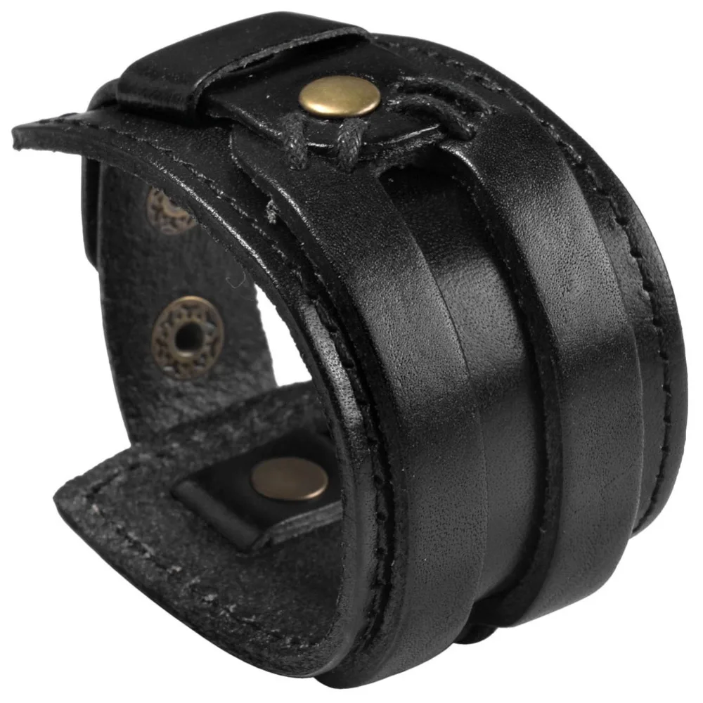 

Ayliss Hot Sale 1pc Punk Gothic Buckle Belt Genuine Leather Men's Bracelet Wristband Bangle Cuff Bracelet 7.5-8.3" Men Jewelry