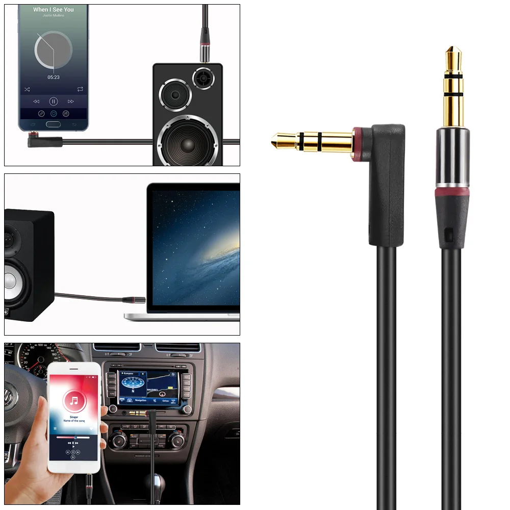 Высокое качество 3,5 мм Автомобильный Aux аудио кабель Jack Male To Male HIFI Универсальный стерео аудио кабель с углом 90 градусов аудио линия