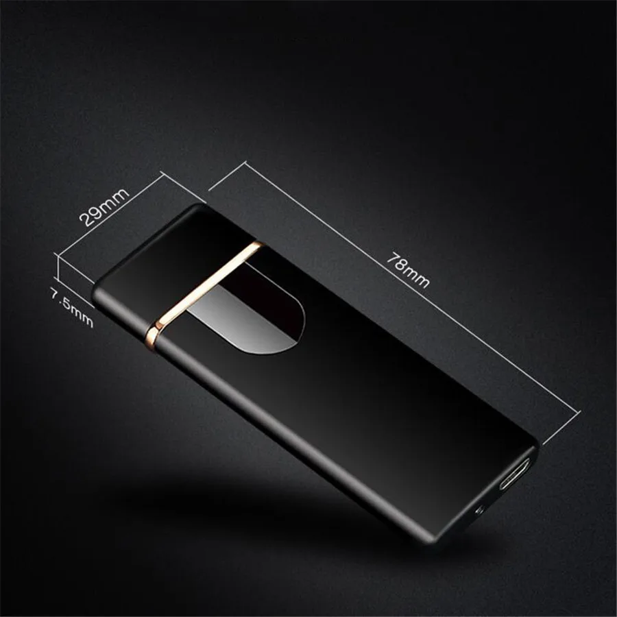 Ультратонкая металлическая Электронная зажигалка USB ветрозащитная беспламенная