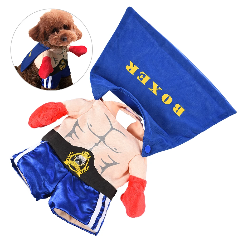 

Petacc Pet Clothes Cosplay Boxing Champion Style Cat Halloween Cute Costume Clothing able for Small Sized Dogs, Blue, XL