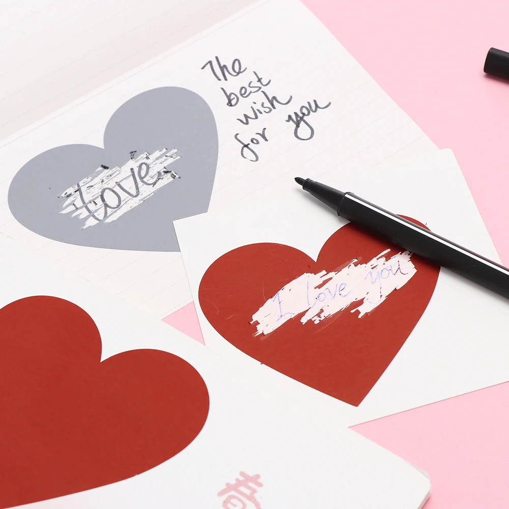 

SIXONE 20 Pcs Diy Heart Scratch Coating Sticker Love Form Letter Scratch Note Card Decoration Multifunction Surprise Lover Gift