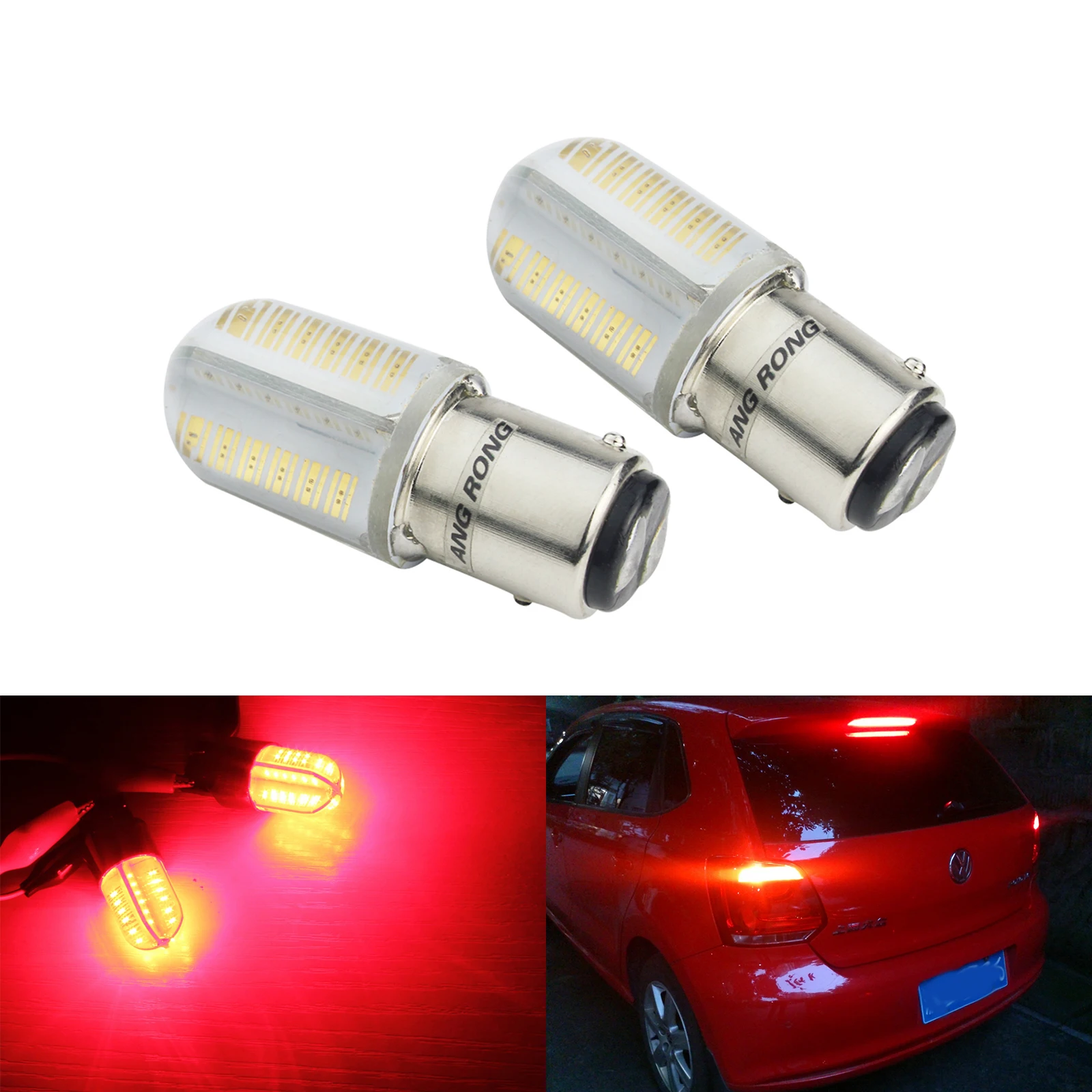 2Pcs 1157 BAY15D COB LED Car Tail Stop Brake Lights Side Marker Bulb Lamp DC 12V