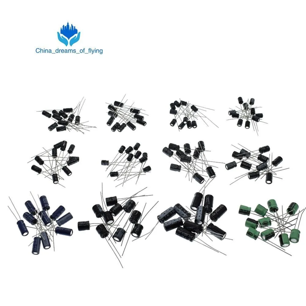 

120pcs 1set of 120pcs 12 values 0.22UF-470UF Aluminum electrolytic capacitor assortment kit set pack