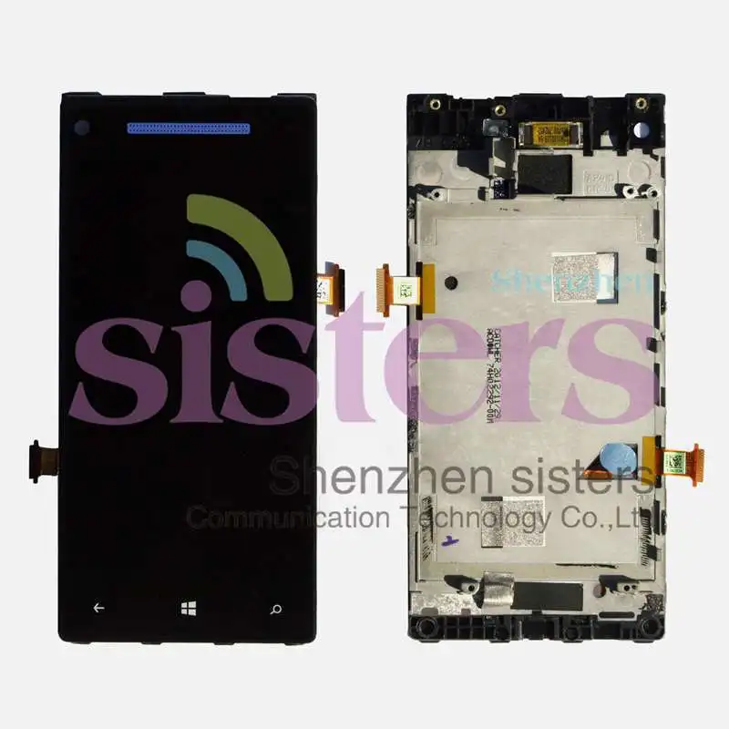 HTC0011 Blue Complete LCD Display Digitizer Touch Screen + Frame Assembly  Parts For HTC 8X