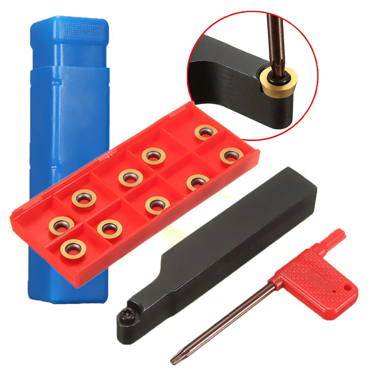 

SRAPR1616H10 CNC Face Milling External Lathe Blade Holder Turning Tool+10Pcs RPMT10T3MO Inserts Blades For Steel Processing