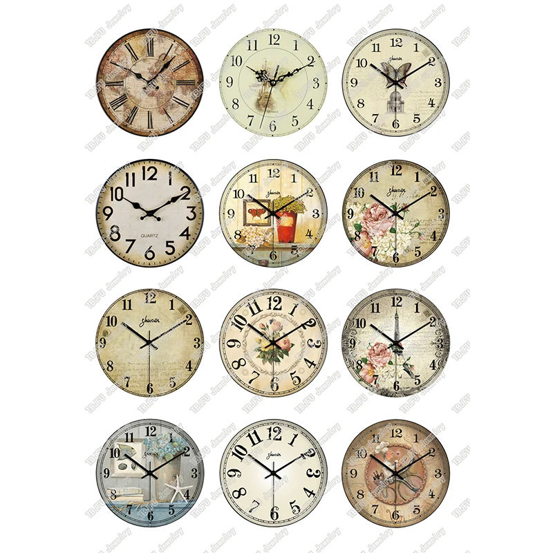 24 шт./лот Круглые ретро часы карманные узор стекло кабошон 10 мм до 25 для DIY