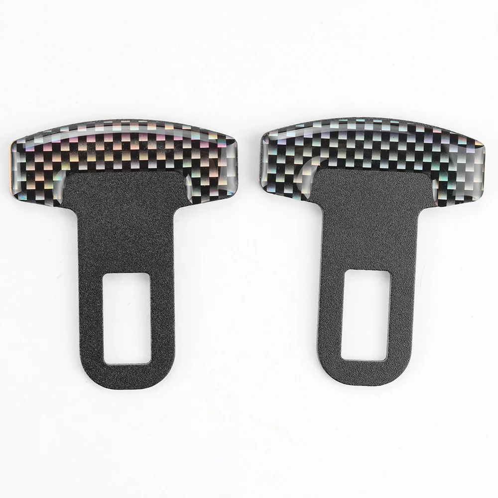 1 Pair Carbon Fiber Car Safety Seat Belt Buckle Alarm Stopper Clip