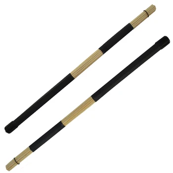 

1 Pair IRIN 40cm Durable Bamboo Black / Blue Rod Drum Brushes Sticks Covered of Rubber for Jazz Folk Music Drum Exercise