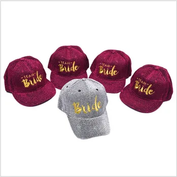 

free shipping 3 pcs wedding favor and gifts bridesmaid gift red hat team bride letter baseball cap adult hen party Bachelor