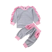 VTOM Baby Girls Sets Baby Clothes Autumn Newborn Infant Kids Long-sleeved T-Shirt Tops+Pants 2PCS Set Baby Clothes 2017 autumn new born baby girls clothing sets infant long sleeved letter cotton t shirt