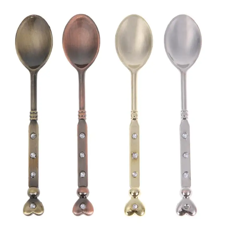 

4 pcs/dinner Tea Coffer Spoons Set Alloy Tea Spoon Flatware Set Mini Coffee Spoon Cutlery Set Ice Cream Teaspoons