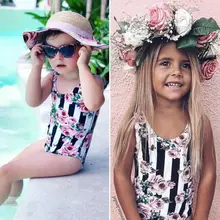 Цельный купальник-бикини с цветочным рисунком для маленьких девочек, купальник-бикини с цветочным рисунком, детский купальный костюм, пляжная одежда