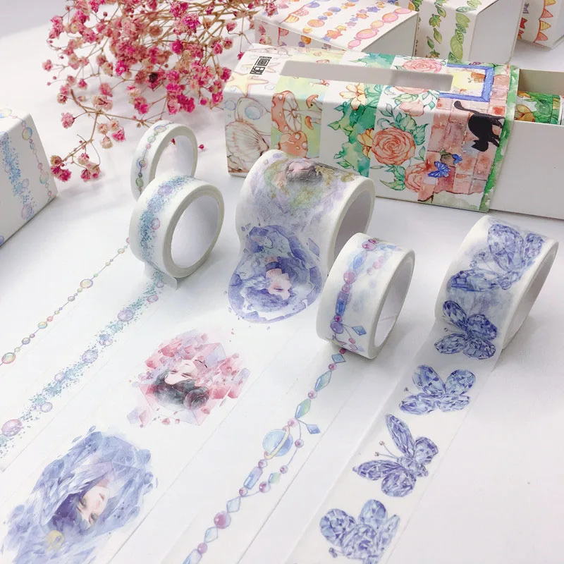5 шт./компл. Kawaii цветок васи клейкие ленты декоративные симпатичная Маскировка