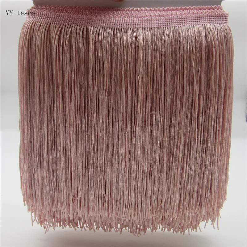 

YY-tesco 5 Meter 20cm Width Lace Fringe Tassel Leather Pink Fringe Lace Trim Ribbon Sew Latin Dress Stage Garment Accessories