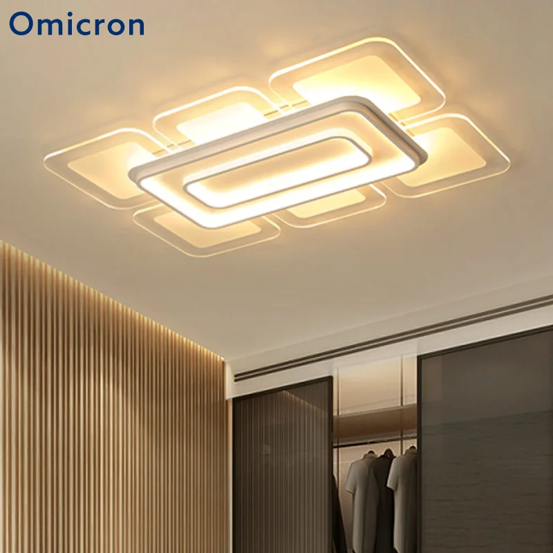 

Omicron Modern Led Square Rectangle Chandelier White Bedroom Living Room Stylish Contracted Light Home Lighting Chandeliers