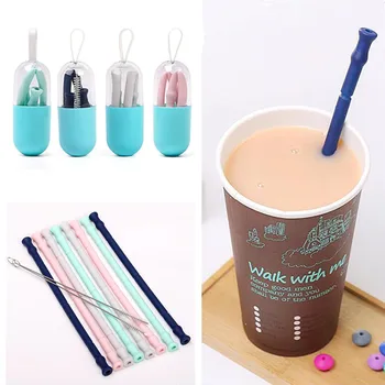 

2pcs Collapsible Silicone Straw Home, Office Drinks