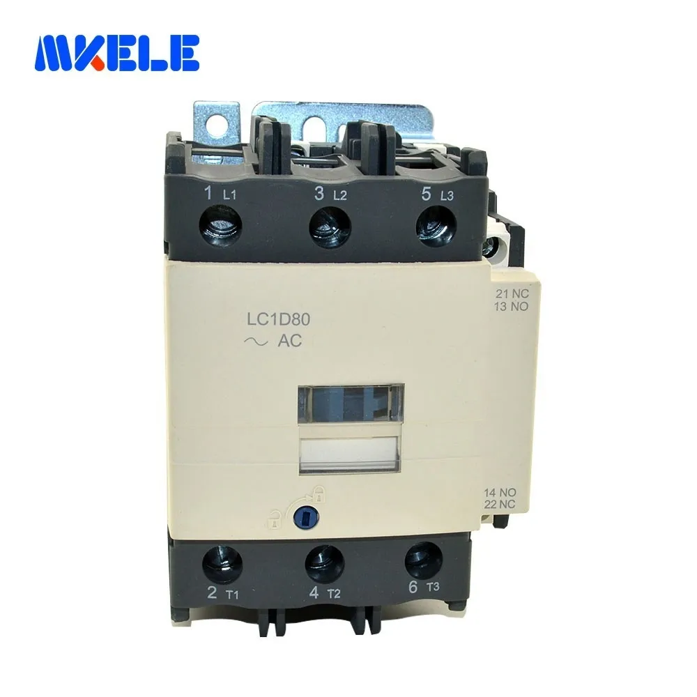 

Makerele Electromagnetic Contactor 80Amp LC1D80 M7C 220V Single Phase Contactor Price With 85% Silver Contacts High Quality