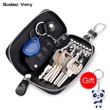 Натуральная кожа мужские кошельки ключ короткий квадратный кожаный ID держатель для карт молния мульти-функция автомобиля ключница