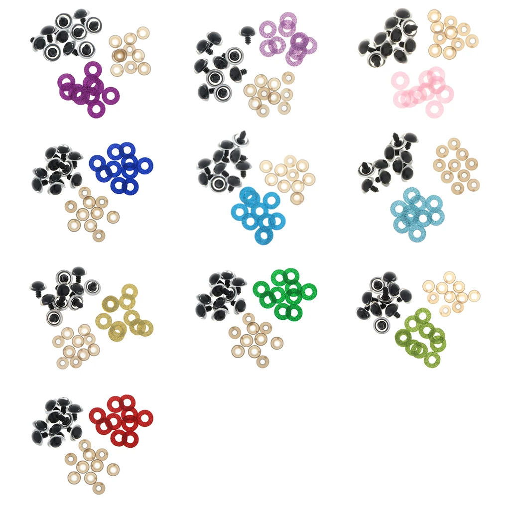 100pcs Plastic Glitter Safety Eyes for Stuffed Toys Scrapbooking Puppet 18mm
