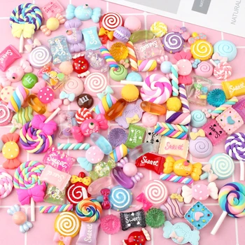 

100PCS Simulation Cute Lovely Colorful DIY Resin Cartoon Candy Sweets Food Cake Kitchen Cocina De Juguete Pretend Play Toy