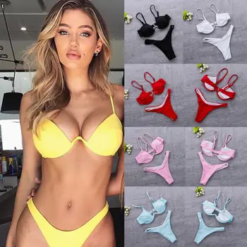 

Hirigin Women Push-up Padded Bra Bandage Bikini Set Swimsuit Triangle Swimwear Bathing