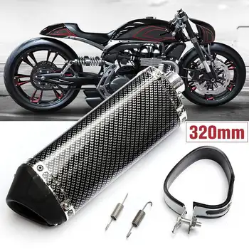 

38mm Motorcycle Exhaust Muffler With Movable Silencer Carbon Fiber Color Metal Universal