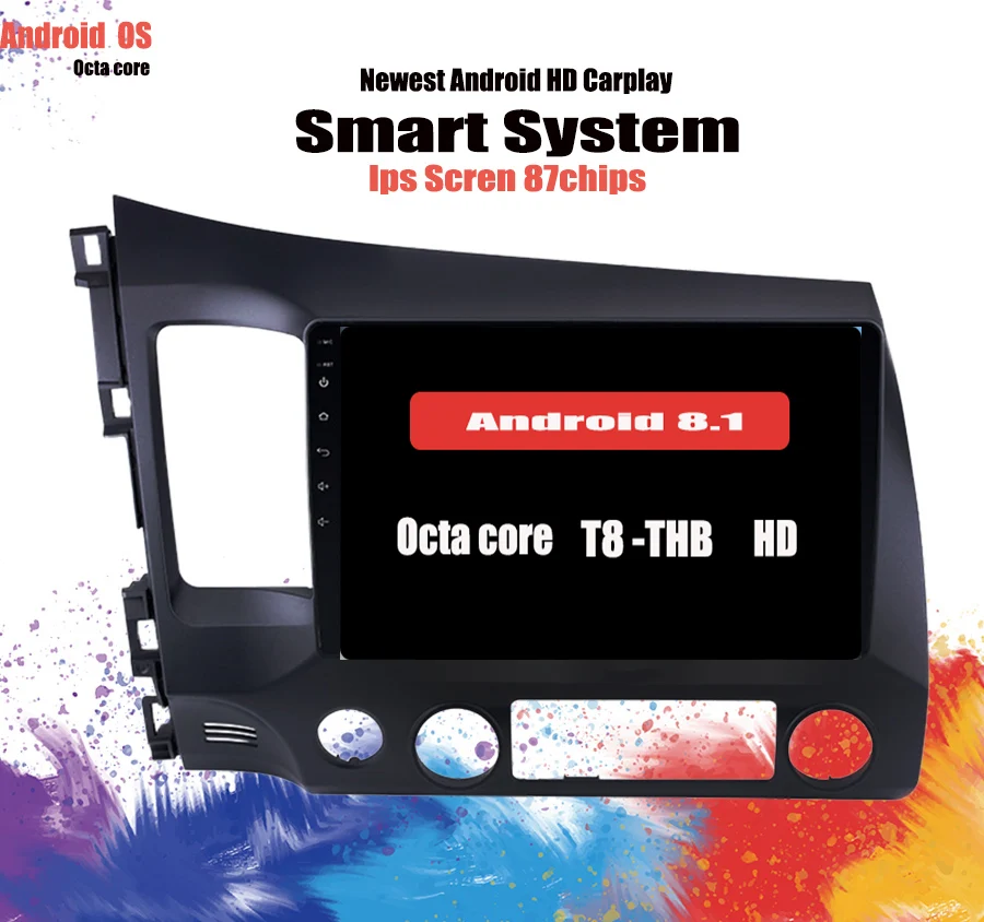 Discount 2Din Android 9.1 10.1" Car Radio Stereo For Honda Civic 2006 2007 2008 2009 2010 2011 GPS Navigation Multimedia Audio Player 4