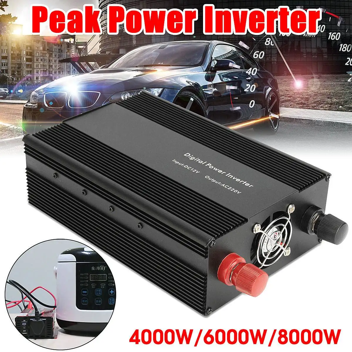 

2000W Car Vehicle DC 12V To AC 220V Power Inverter Converter 4000W Pe ak Power