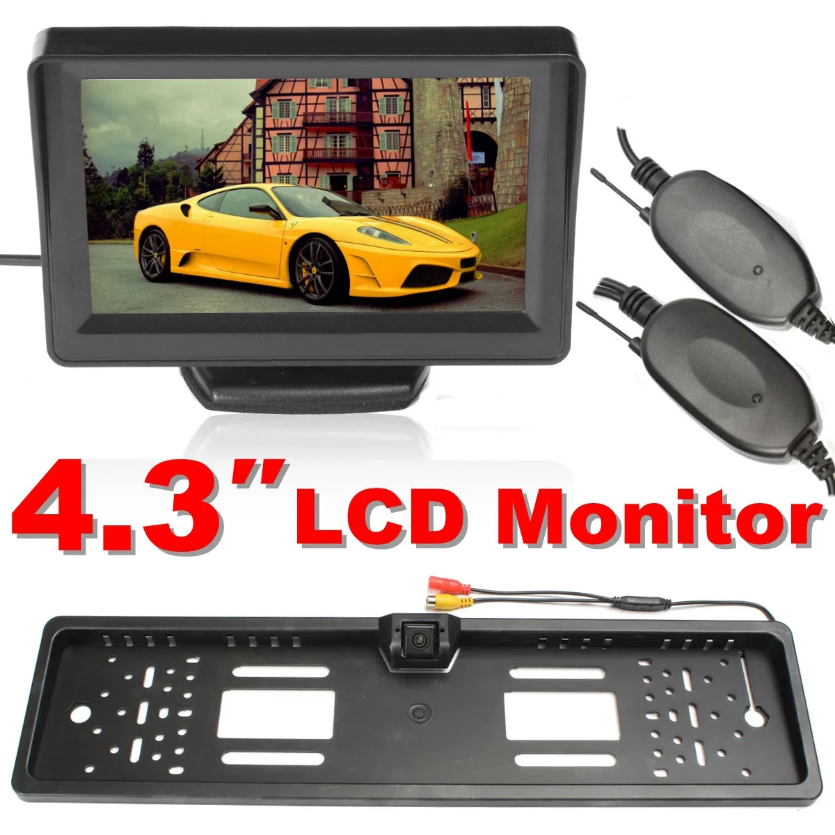 

12V Universal Wireless Car 4.3 in TFT LCD Monitor 170 Rearview Backup Camera License EU License Plate With Reversing Camera