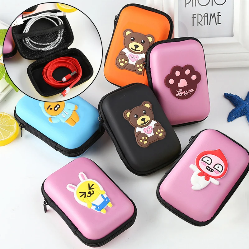 

Container For Earphone 1PC Colorful Storage Box Headphone Protective Case Cartoon Coin Holder Headphone Case Travel Storage Bag