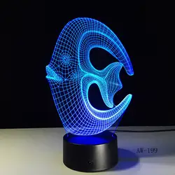7 цветов Изменение рыбы 3D Светодиодная лампа USB зарядка Рыбалка 3D ночник настольная лампа сенсорная кнопка настольные лампы подарки для