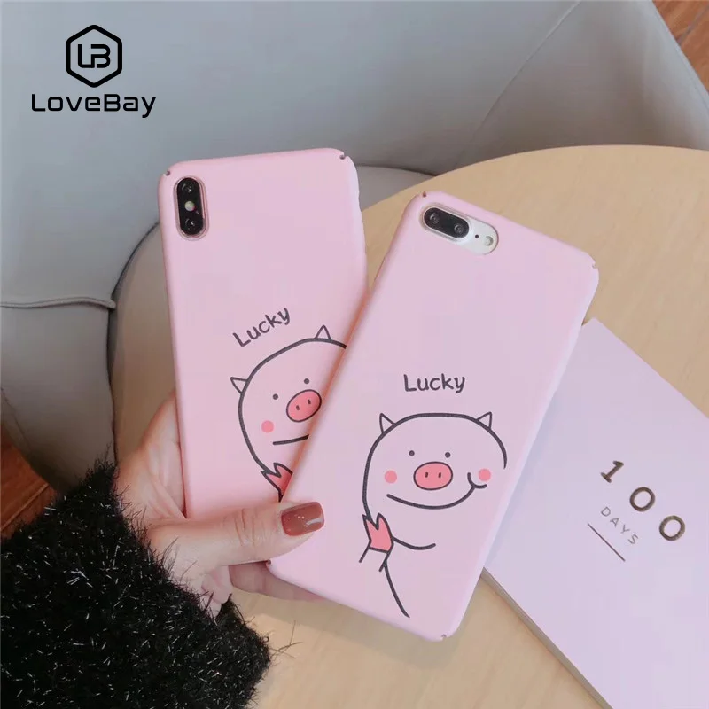 Lovebay Cute Cartoon Animal Phone Case For iphone X Lovely Lucky Pig Shell PC Cover 6 6s 6plus 7 8 plus XS MAX XR New |