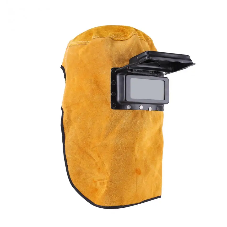 

Leather Welding Helmet Comfortable Good Quality Heat Resistant Breathable Welding Helmet Protection Mask with Lens Welding Tools