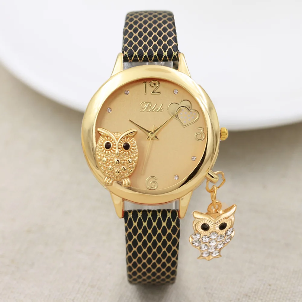 

Owl Fine Belt Foreign Trade Watches Women's Fashion Korean Alloy Watches Creative Diamond-Inserted Hanging Watches