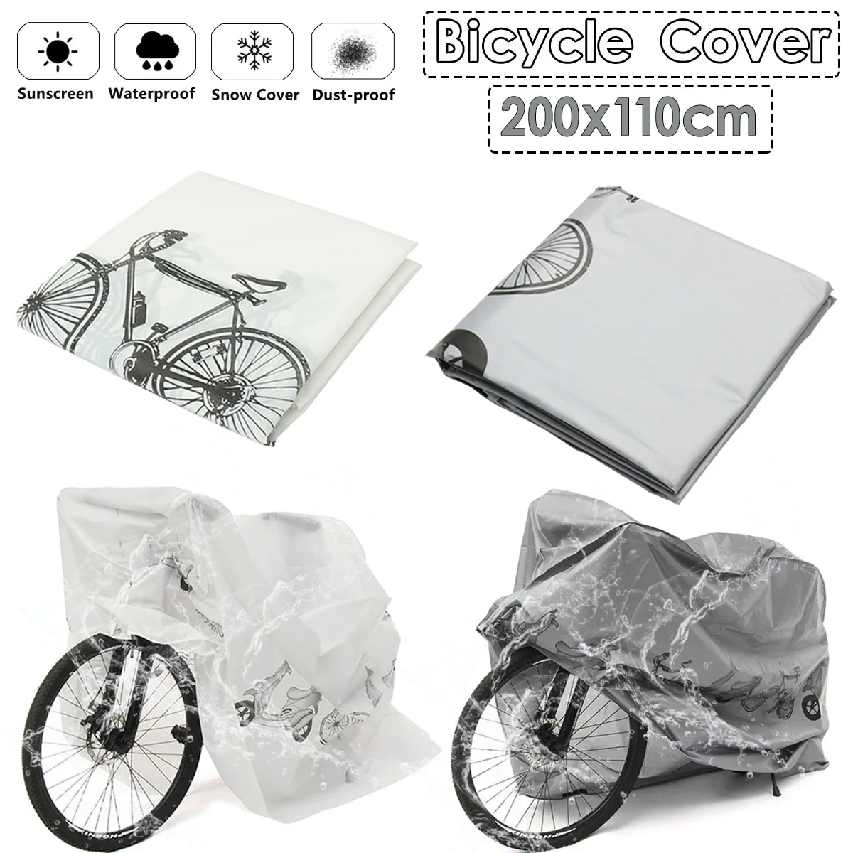 

Bicycle Waterproof Cover Outdoor Portable Scooter Bike Motorcycle Rain Dust Cover Bike Protect Gear Cycling Bicycle Accessories