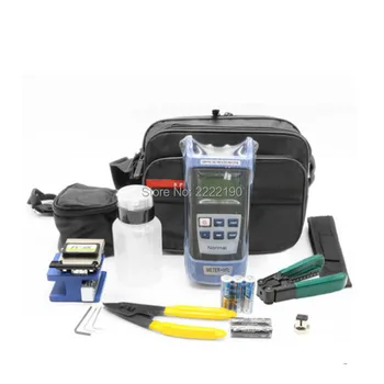 

New high quality FTTH leather fiber optic cold junction kit package Optical power meter and fiber cutter red light machine