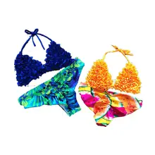 Новинка, стильный модный женский леопардовый костюм из двух частей, купальник с низкой талией, бандажный купальник