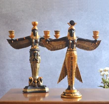 Hand Painting Golden Resin Figurine Ancient Egypt Goddess Model Classic Decoration Craft Wine Rack Statue Candle
