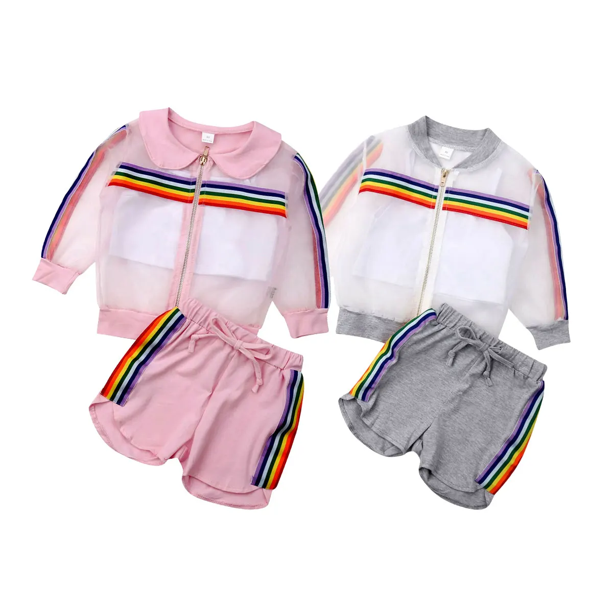 الأزياء 3 قطعة/المجموعة الفتيات الملابس مجموعة طفل طفل فتاة ملابس الصيف قوس قزح مخطط شبكة تكاليف + السراويل + سترة وتتسابق الأزياء 3 قطعة/المجموعة الفتيات الملابس مجموعة طفل طفل فتاة ملابس الصيف قوس قزح مخطط شبكة تكاليف + السراويل + سترة وتتسابق