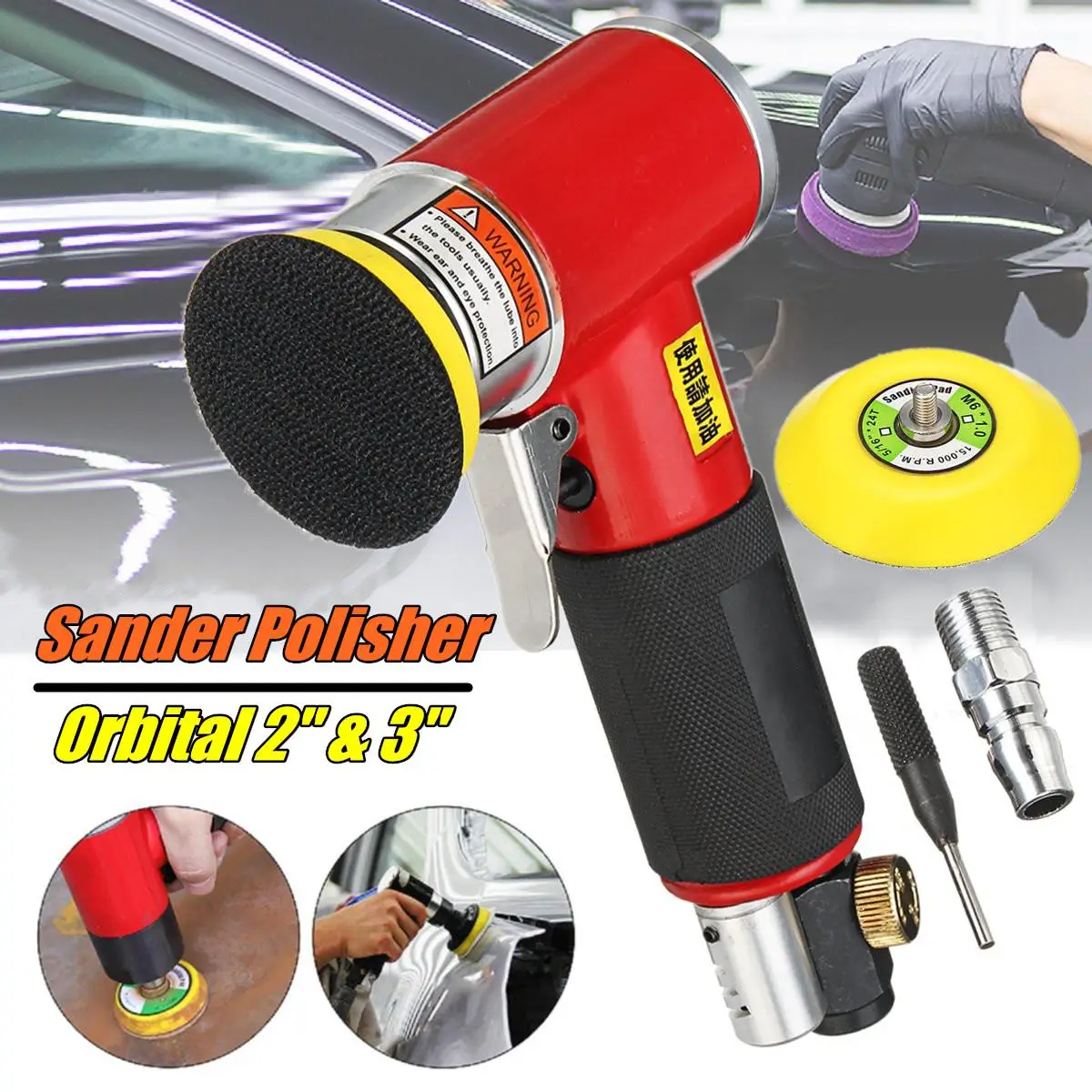 

2''3'' Air Sander Kit Pneumatic Orbital Sander Polisher Polishing Machine For Various Materials Grinding Fine Polishing
