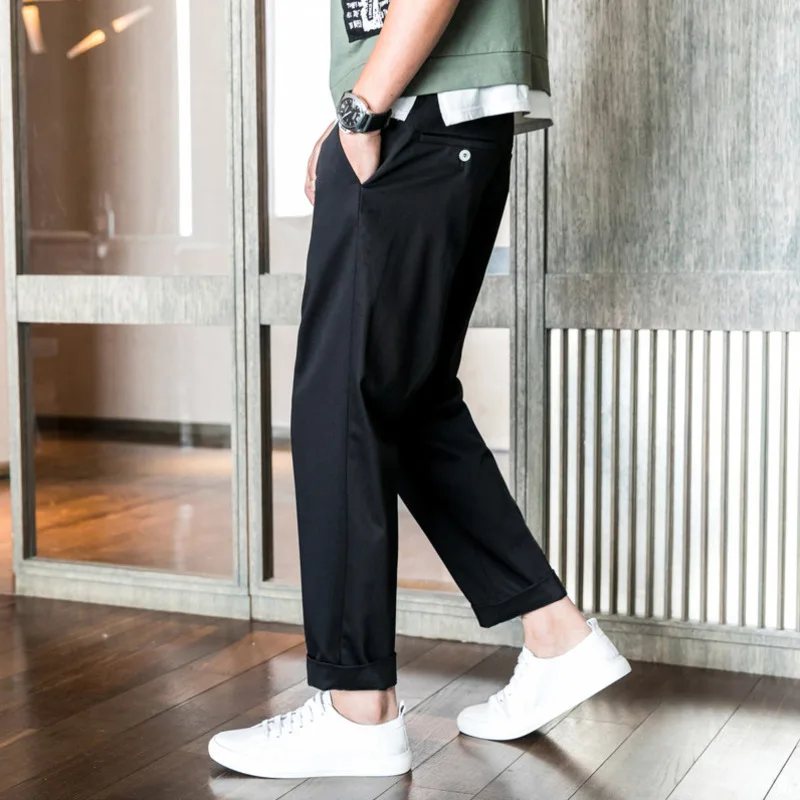 Men's Casual Trousers 2019 Four Seasons New Style British Tide Slim Feet Pants Youth Popular Loose Pants Casual Men's Clothing