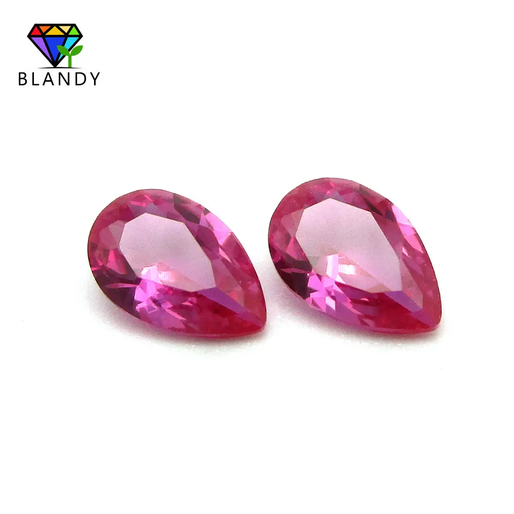 

Factory Price Red Gems 3x5~10x14mm Pear Cut 3# Red Stone Synthetic Corundum Stone For Jewelry Free Shipping