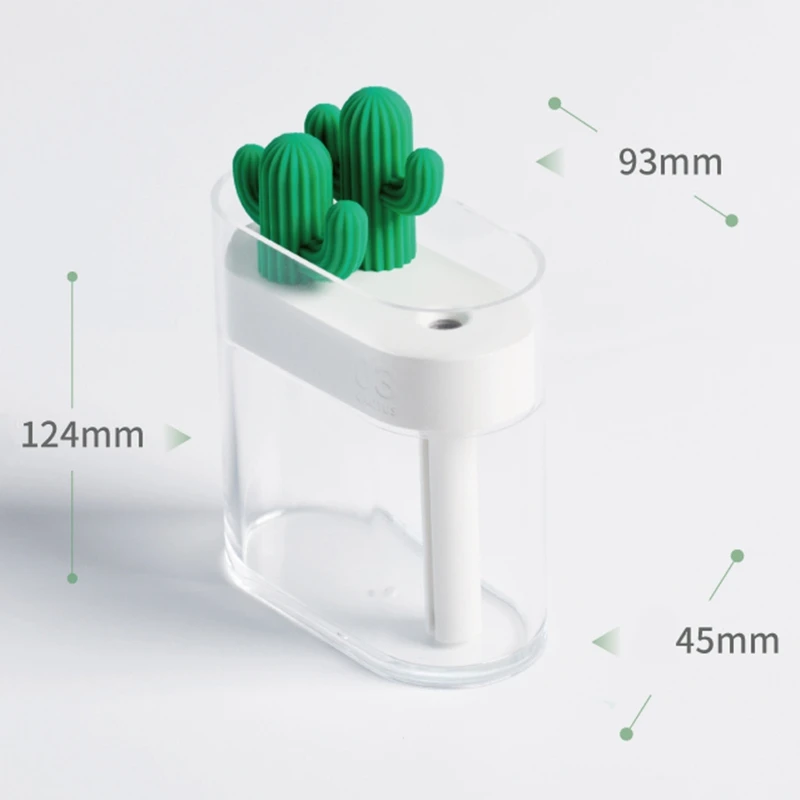 

160ml Ultrasonic Air Humidifier Clear Cactus Color Light USB Essential Oil Diffuser Car Purifier Aroma Diffusor Anion Mist Mak