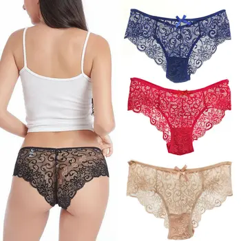 

Sexy Women's Lace Underwear Briefs Panties Lace Cotton Floral Female Hollow Out G-string Lingerie Thongs S M L XL