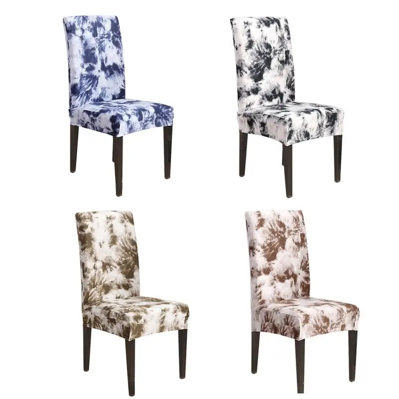 Soft Spandex Fit Stretch Short Dining Room Chair Covers with Printed Pattern, Banquet Chair Seat Protector Slipcover for Home Soft Spandex Fit Stretch Short Dining Room Chair Covers with Printed Pattern, Banquet Chair Seat Protector Slipcover for Home