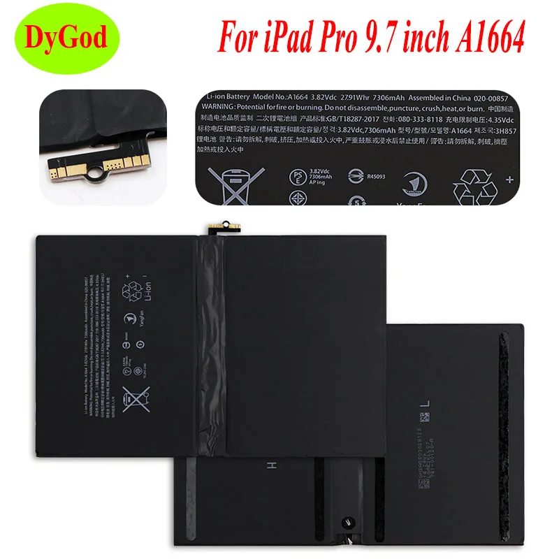 

DyGod 7306mAh A1664 Laptop Battery Replacement For iPad Pro 9.7 inch Tablet Replacement Batteries Bateria