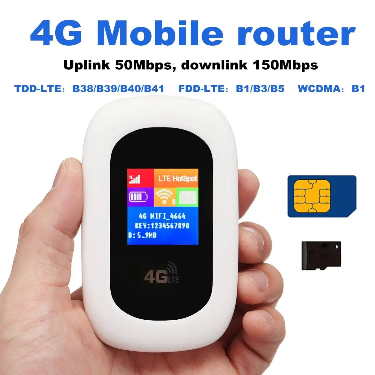 

Mobile router Mobile Unlockeds Wireless Pockets WiFi Hotspot 3G 4G with SIM Card Slot 2100mAh 150mbps