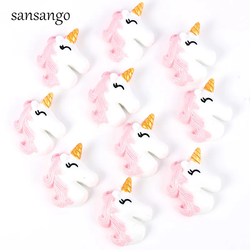 10pcs Flat Back Resin Cabochon Resin Unicorn DIY Decor Craft Embellishm new.