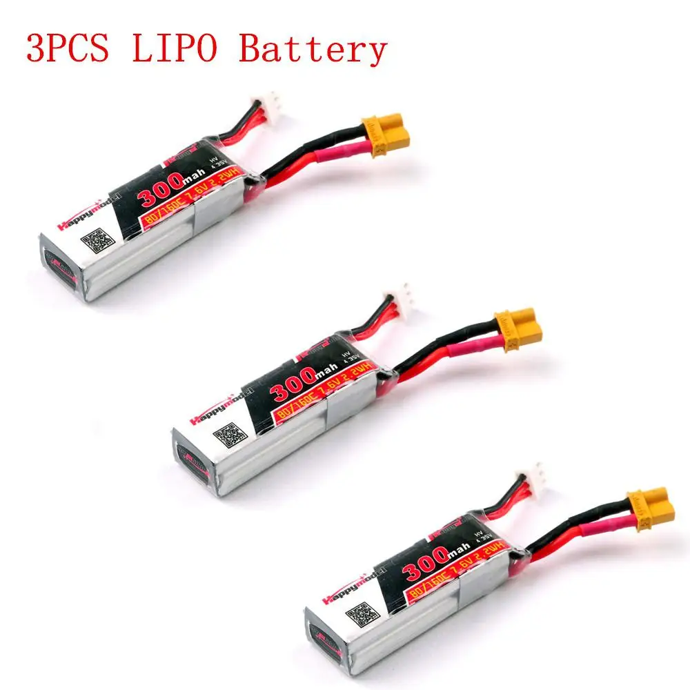 

RCtown Happymodel 2S 300mAh 7.6V HV 80C Upgrade Lipo Battery for 2S Whoop Mobula7 RC Drone Spare Part DIY Accessories