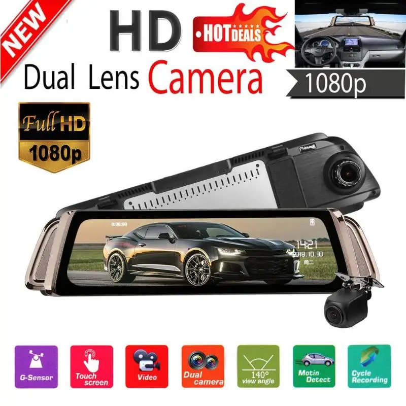 

Phisung K1000 Car DVR Camera 9.35 Inch IPS 1080P FHD Dual Lens Car Rearview Mirror Video Recorder Car Dash Camera Electronics